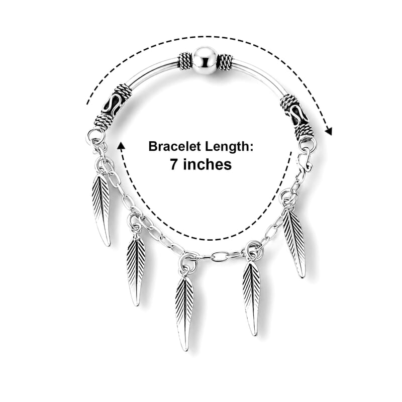 D'Joy Leaf Charm Bracelet in Sterling Silver (7.00 In) 9.15 Grams