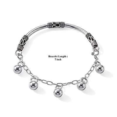 D'Joy Ball Charm Bracelet in Sterling Silver (7.00 In) 8.75 Grams