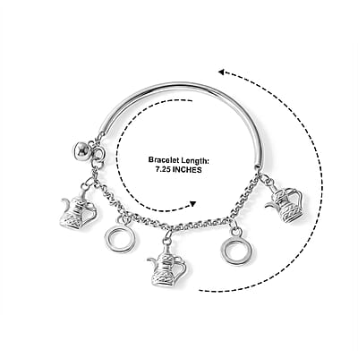 D'Joy Circle Charm Bracelet in Sterling Silver (7.25 In) 10.15 Grams