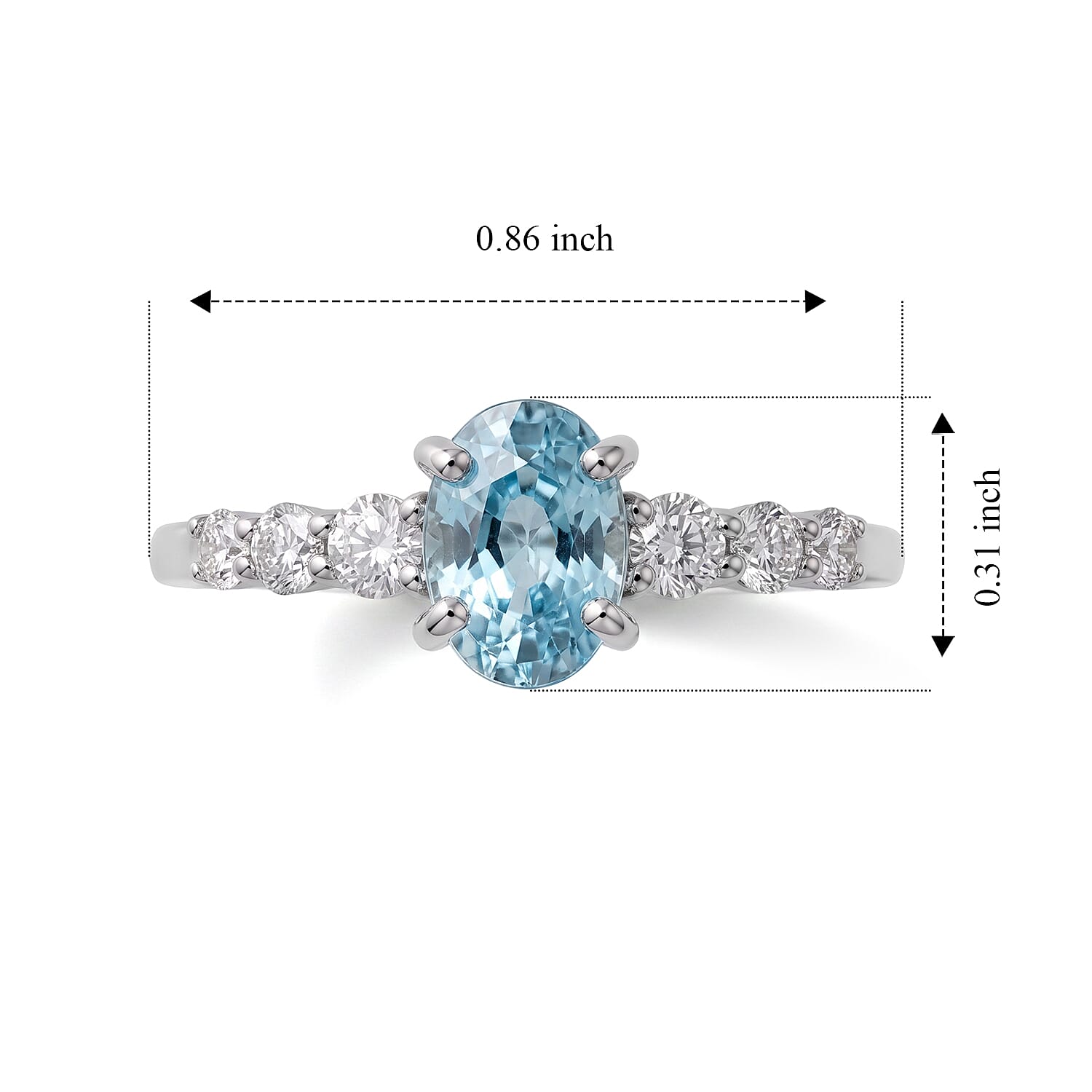 Premium Cambodian Blue Zircon and Luxuriant Lab Grown Diamond E-F VS 1.50 ctw Blue Fire Embrace Ring in Rhodium Over Sterling Silver (Size 7.0)