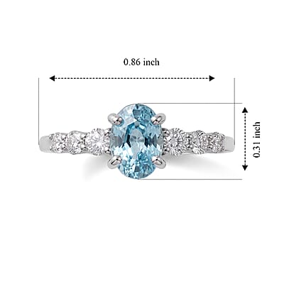 Premium Cambodian Blue Zircon and Luxuriant Lab Grown Diamond E-F VS 1.50 ctw Blue Fire Embrace Ring in Rhodium Over Sterling Silver (Size 7.0)