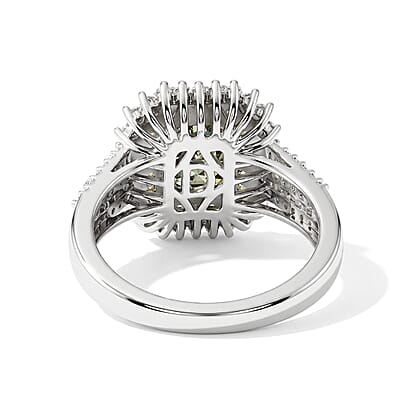 D'Joy Green Moissanite and Multi Gemstone 2.80 ctw Ring in Rhodium Over Sterling Silver (Size 6.0)