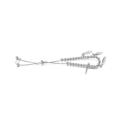 D'Joy Leaf Charm Bolo Bracelet in Sterling Silver 7.50 Grams