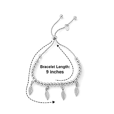 D'Joy Leaf Charm Bolo Bracelet in Sterling Silver 7.50 Grams