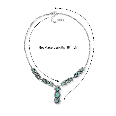 D'Joy Artisan Crafted Premium Tahoe Nevada Turquoise 9.10 ctw Necklace in Sterling Silver (18 Inches)