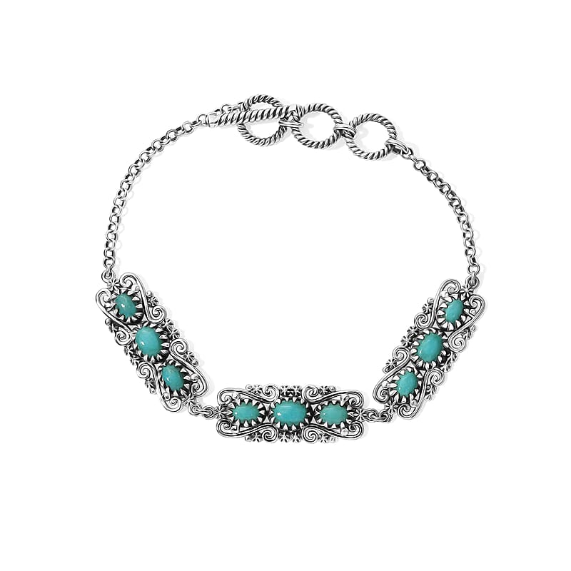 D'Joy Artisan Crafted Premium Tahoe Nevada Turquoise 4.80 ctw Bracelet in Sterling Silver (7.25 In)