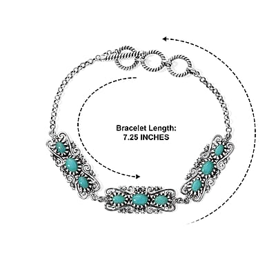 D'Joy Artisan Crafted Premium Tahoe Nevada Turquoise 4.80 ctw Bracelet in Sterling Silver (7.25 In)