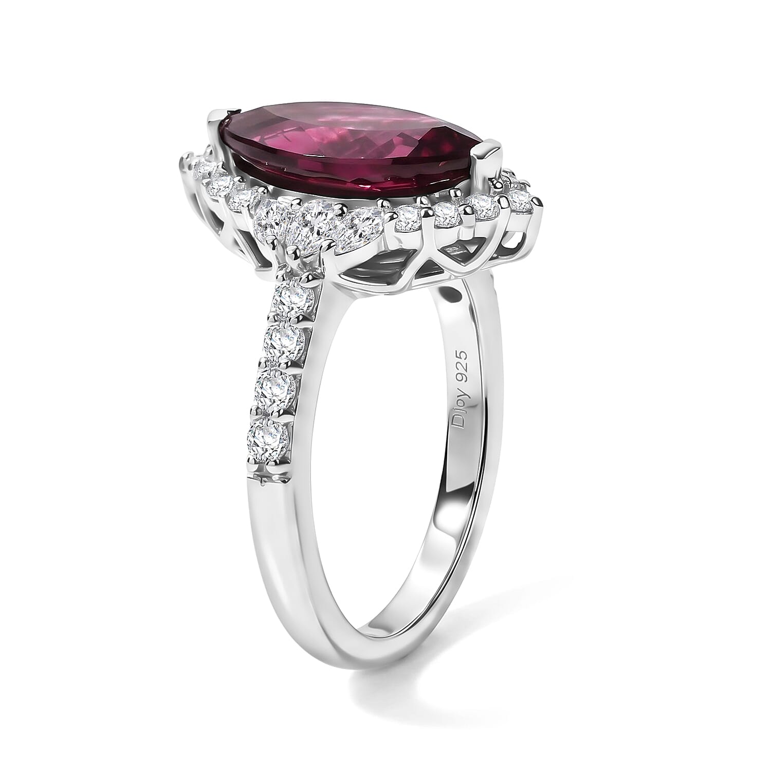 Certified and Appraised D'Joy Premium Usambara Color Change Garnet and Moissanite 2.80 ctw Ring in Rhodium Over Sterling Silver (Size 6.0)