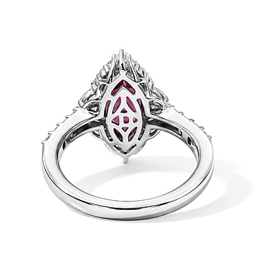 Certified and Appraised D'Joy Premium Usambara Color Change Garnet and Moissanite 2.80 ctw Ring in Rhodium Over Sterling Silver (Size 6.0)