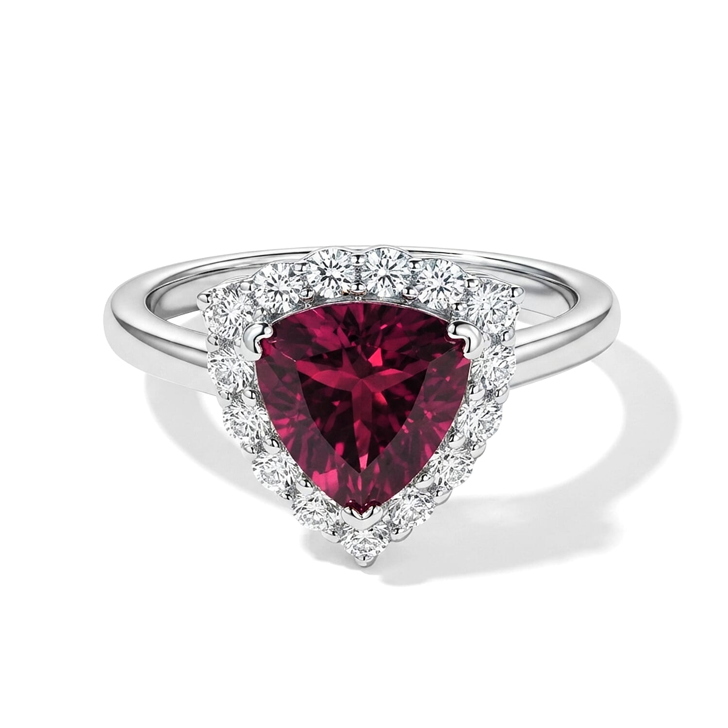Certified and Appraised D'Joy Premium Usambara Color Change Garnet and Moissanite 2.50 ctw Ring in Rhodium Over Sterling Silver (Size 6.0)