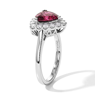 Certified and Appraised D'Joy Premium Usambara Color Change Garnet and Moissanite 2.50 ctw Ring in Rhodium Over Sterling Silver (Size 6.0)