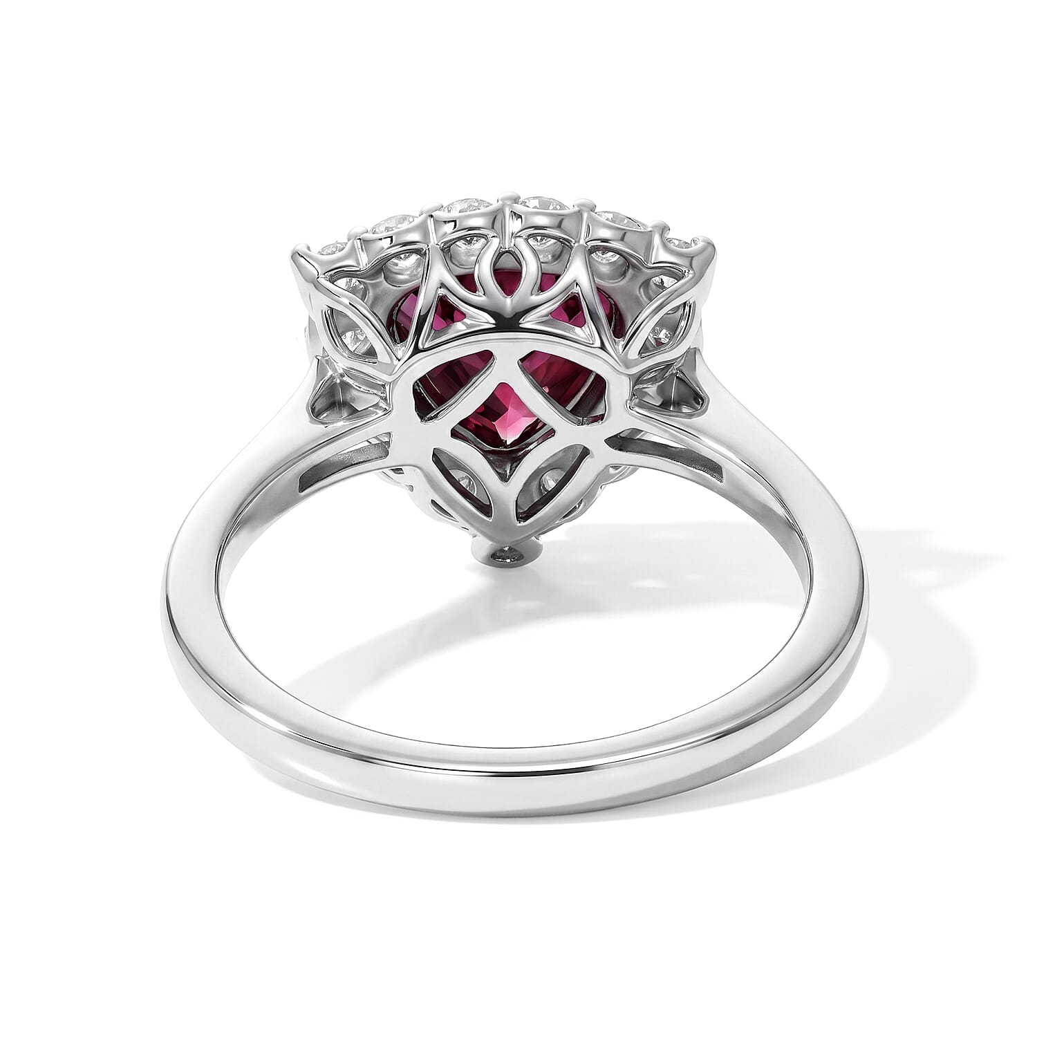 Certified and Appraised D'Joy Premium Usambara Color Change Garnet and Moissanite 2.50 ctw Ring in Rhodium Over Sterling Silver (Size 6.0)