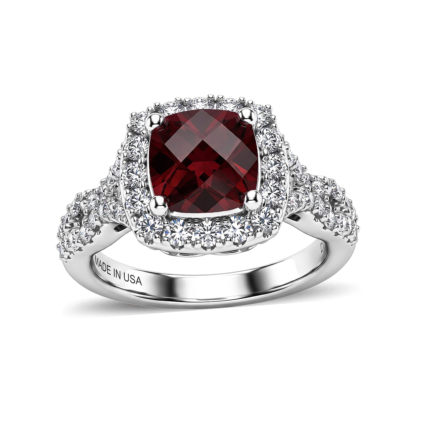 D'Joy Premium Usambara Color Change Garnet and Moissanite 2.50 ctw Ring in Rhodium Over Sterling Silver (Size 6.0)