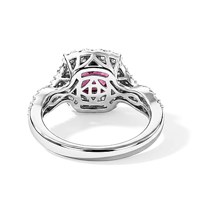 D'Joy Premium Usambara Color Change Garnet and Moissanite 2.50 ctw Ring in Rhodium Over Sterling Silver (Size 6.0)