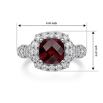 D'Joy Premium Usambara Color Change Garnet and Moissanite 2.50 ctw Ring in Rhodium Over Sterling Silver (Size 6.0)