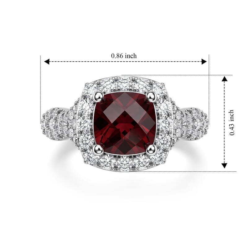 D'Joy Premium Usambara Color Change Garnet and Moissanite 2.50 ctw Ring in Rhodium Over Sterling Silver (Size 6.0)