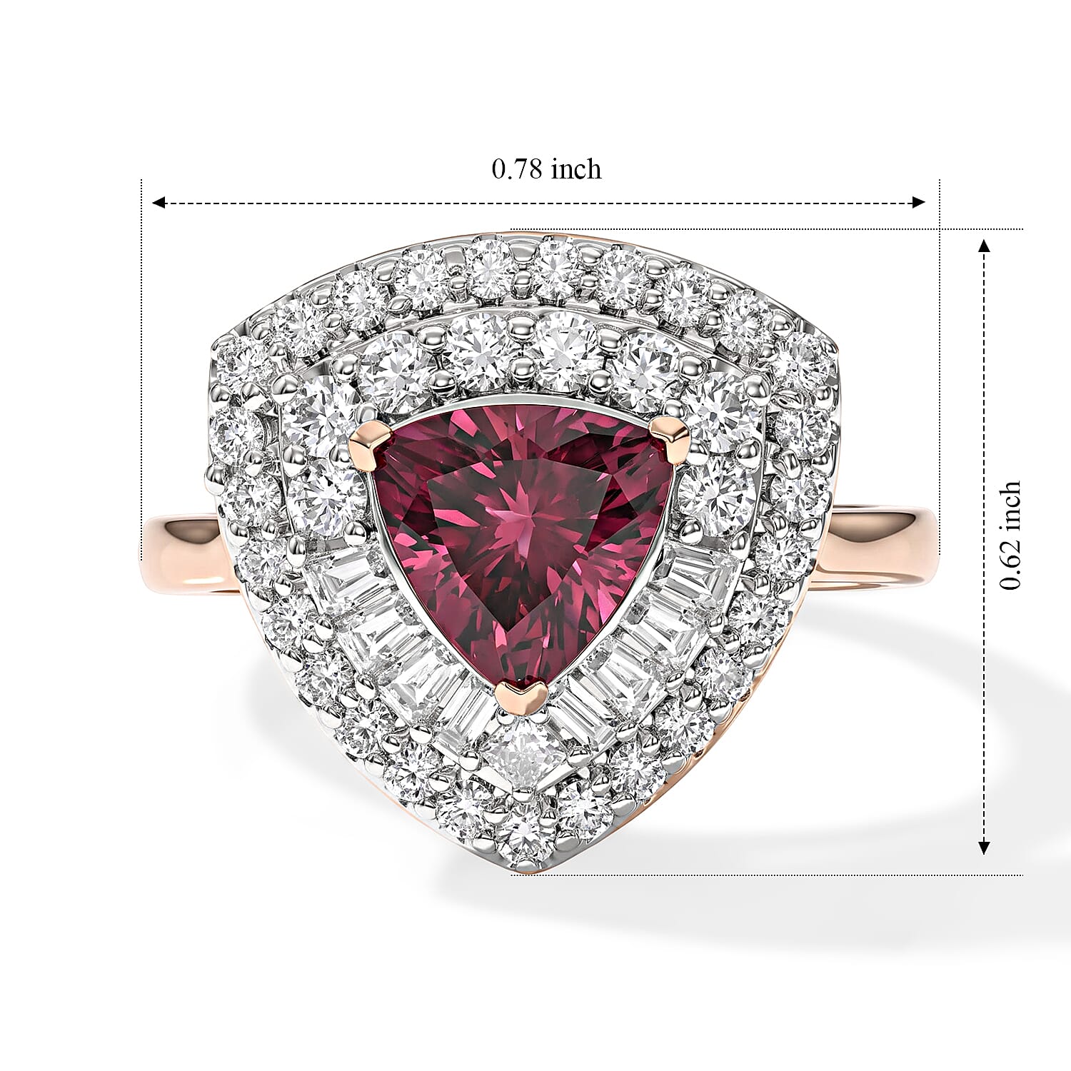 D'Joy Premium Usambara Color Change Garnet and Moissanite 2.25 ctw Ring in 18K Vermeil Rose Gold Over Sterling Silver (Size 6.0)