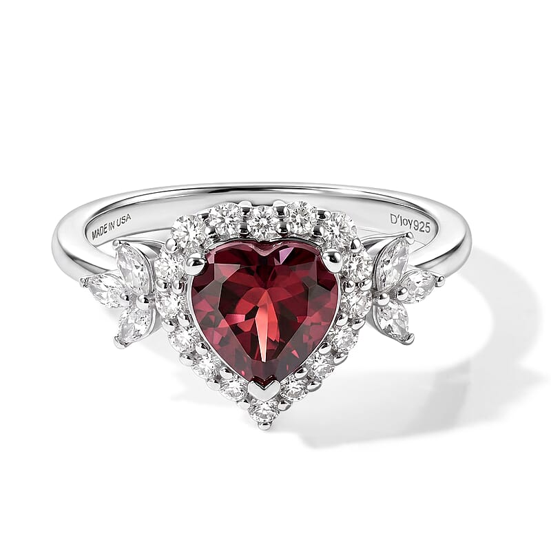 D'Joy Premium Usambara Color Change Garnet and Moissanite 2.00 ctw Ring in Rhodium Over Sterling Silver (Size 6.0)