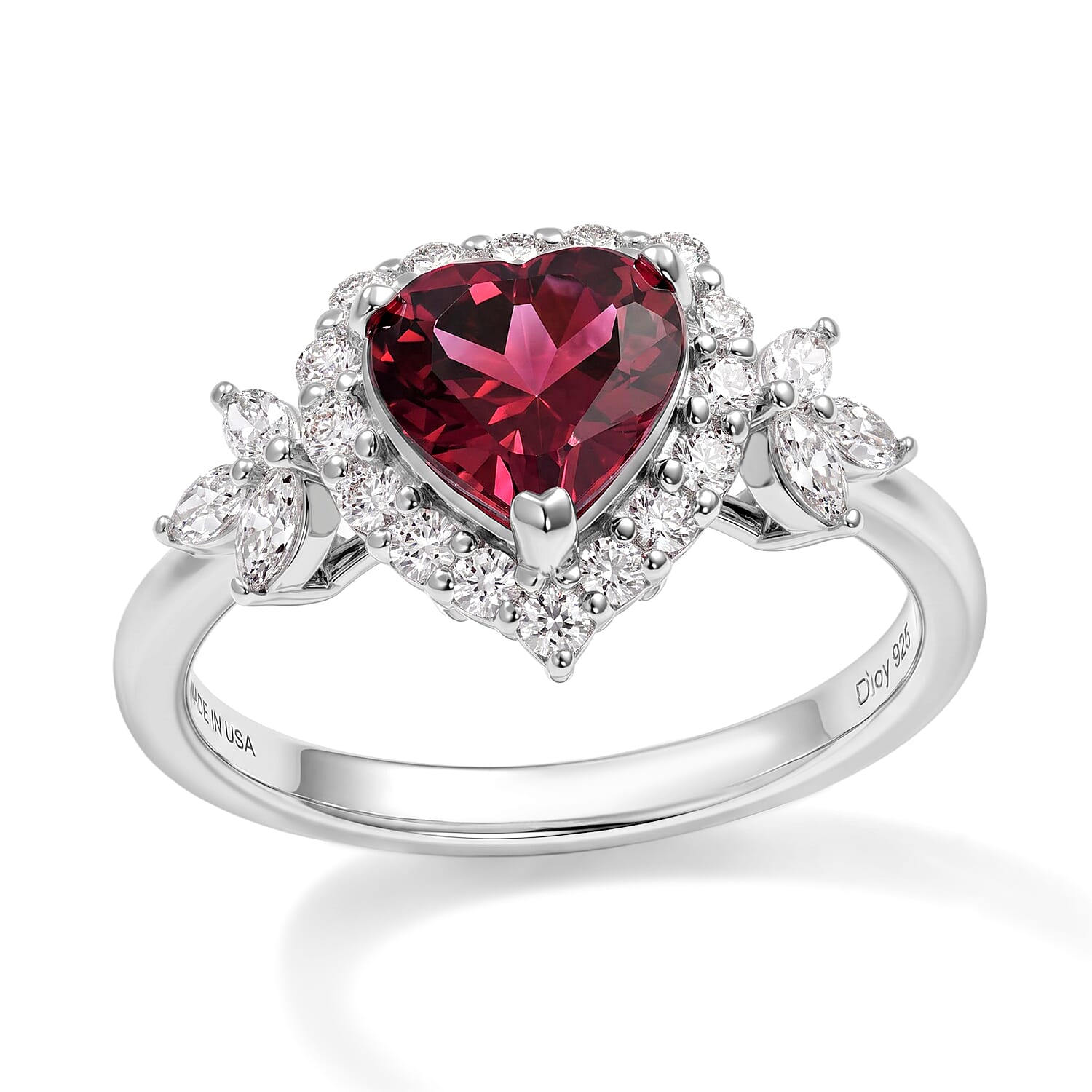 D'Joy Premium Usambara Color Change Garnet and Moissanite 2.00 ctw Ring in Rhodium Over Sterling Silver (Size 6.0)