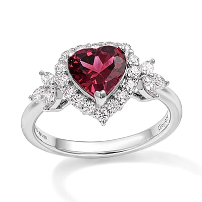 D'Joy Premium Usambara Color Change Garnet and Moissanite 2.00 ctw Ring in Rhodium Over Sterling Silver (Size 6.0)