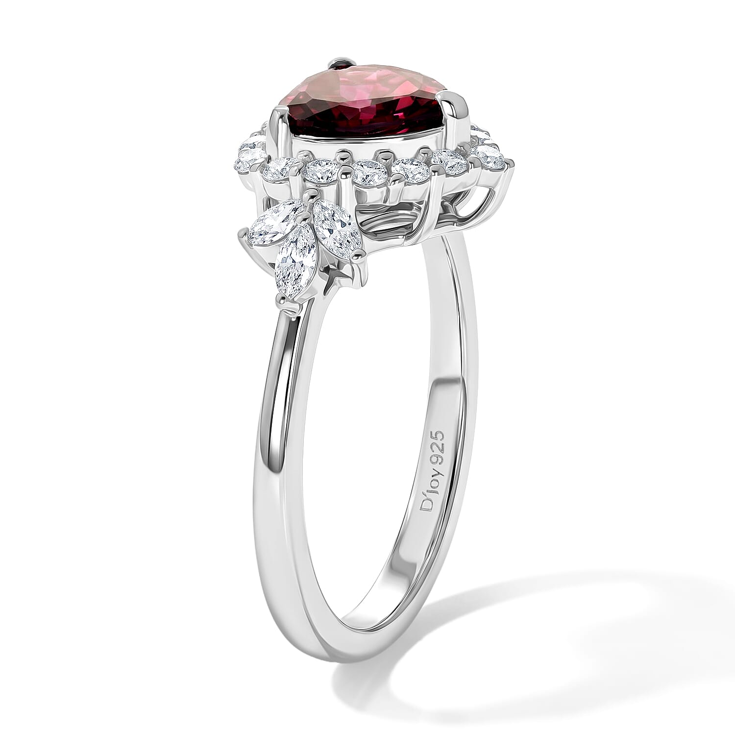 D'Joy Premium Usambara Color Change Garnet and Moissanite 2.00 ctw Ring in Rhodium Over Sterling Silver (Size 6.0)