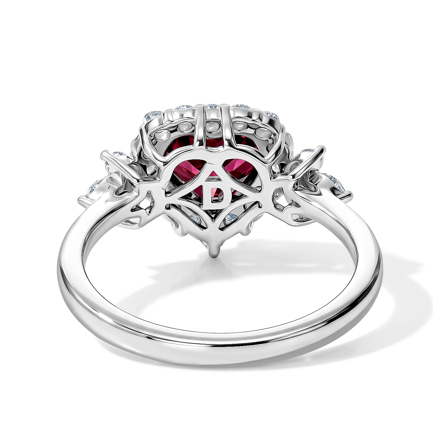 D'Joy Premium Usambara Color Change Garnet and Moissanite 2.00 ctw Ring in Rhodium Over Sterling Silver (Size 6.0)