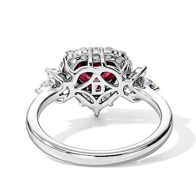 D'Joy Premium Usambara Color Change Garnet and Moissanite 2.00 ctw Ring in Rhodium Over Sterling Silver (Size 6.0)