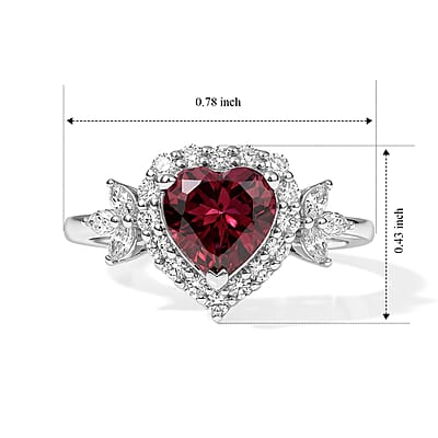D'Joy Premium Usambara Color Change Garnet and Moissanite 2.00 ctw Ring in Rhodium Over Sterling Silver (Size 6.0)