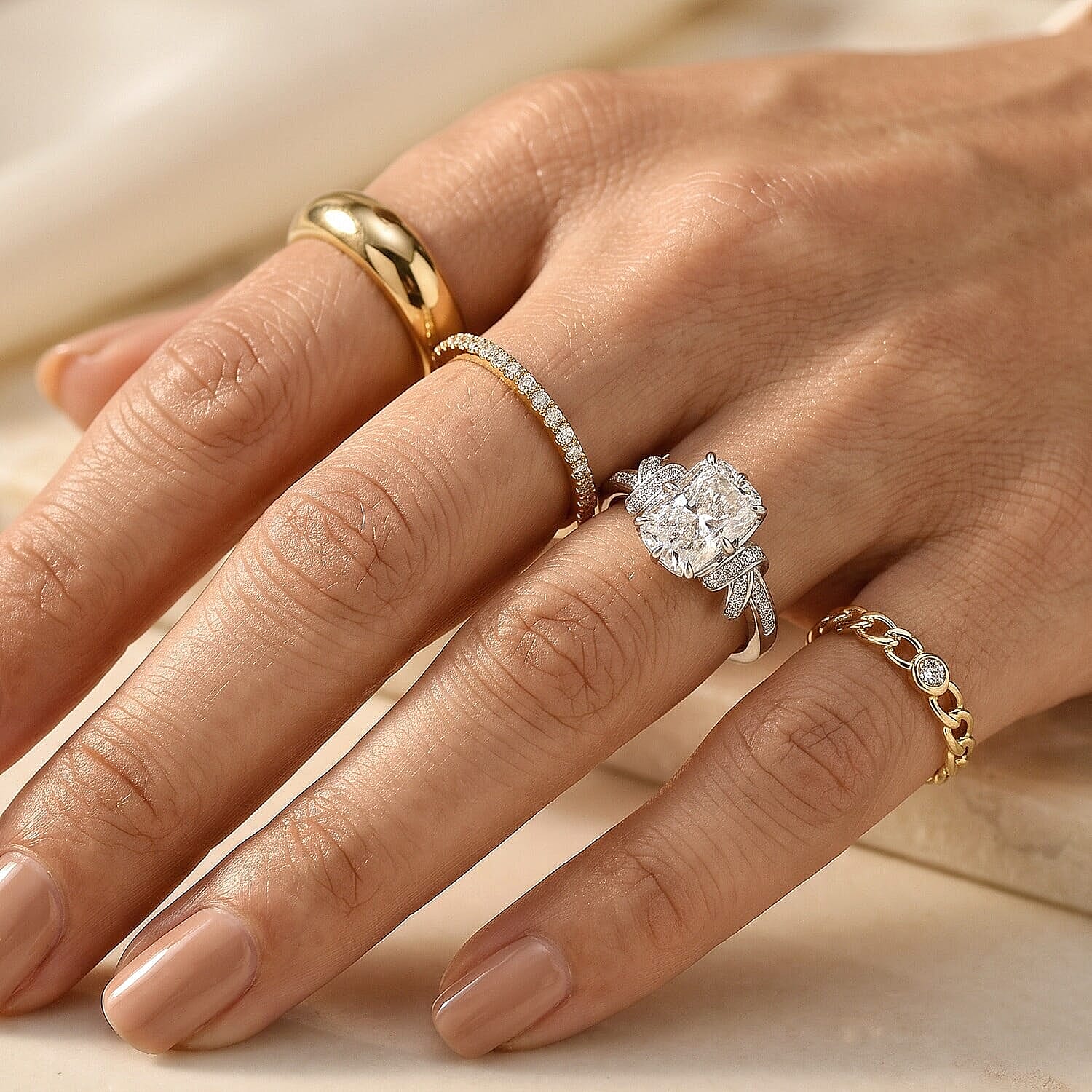 Epic Deal Bond Collection IGI Certified 10K White Gold Luxuriant Lab Grown Diamond (G, VS) Ring (Size 5.0) (4.40 g) 3.20 ctw