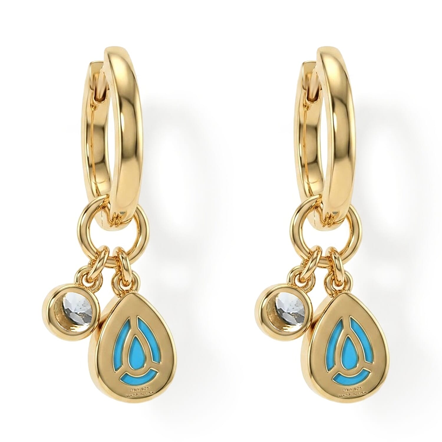 D'Joy AAA Larimar and Mangoro Aquamarine 2.50 ctw Earrings in 18K Vermeil Yellow Gold Over Sterling Silver