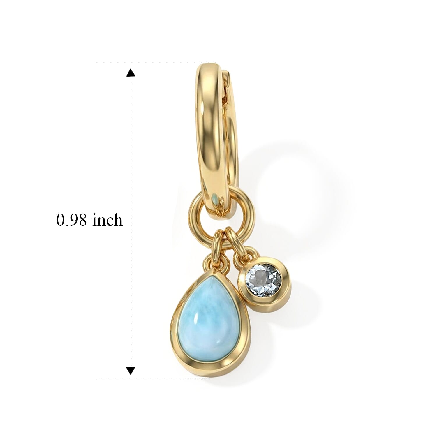 D'Joy AAA Larimar and Mangoro Aquamarine 2.50 ctw Earrings in 18K Vermeil Yellow Gold Over Sterling Silver