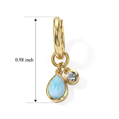 D'Joy AAA Larimar and Mangoro Aquamarine 2.50 ctw Earrings in 18K Vermeil Yellow Gold Over Sterling Silver