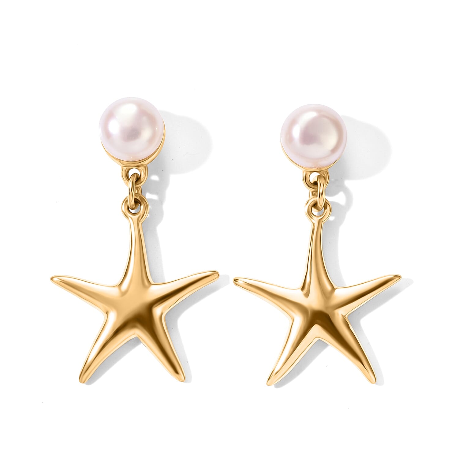 D'Joy Fresh Water Pearl Earrings in 18K Vermeil Yellow Gold Over Sterling Silver