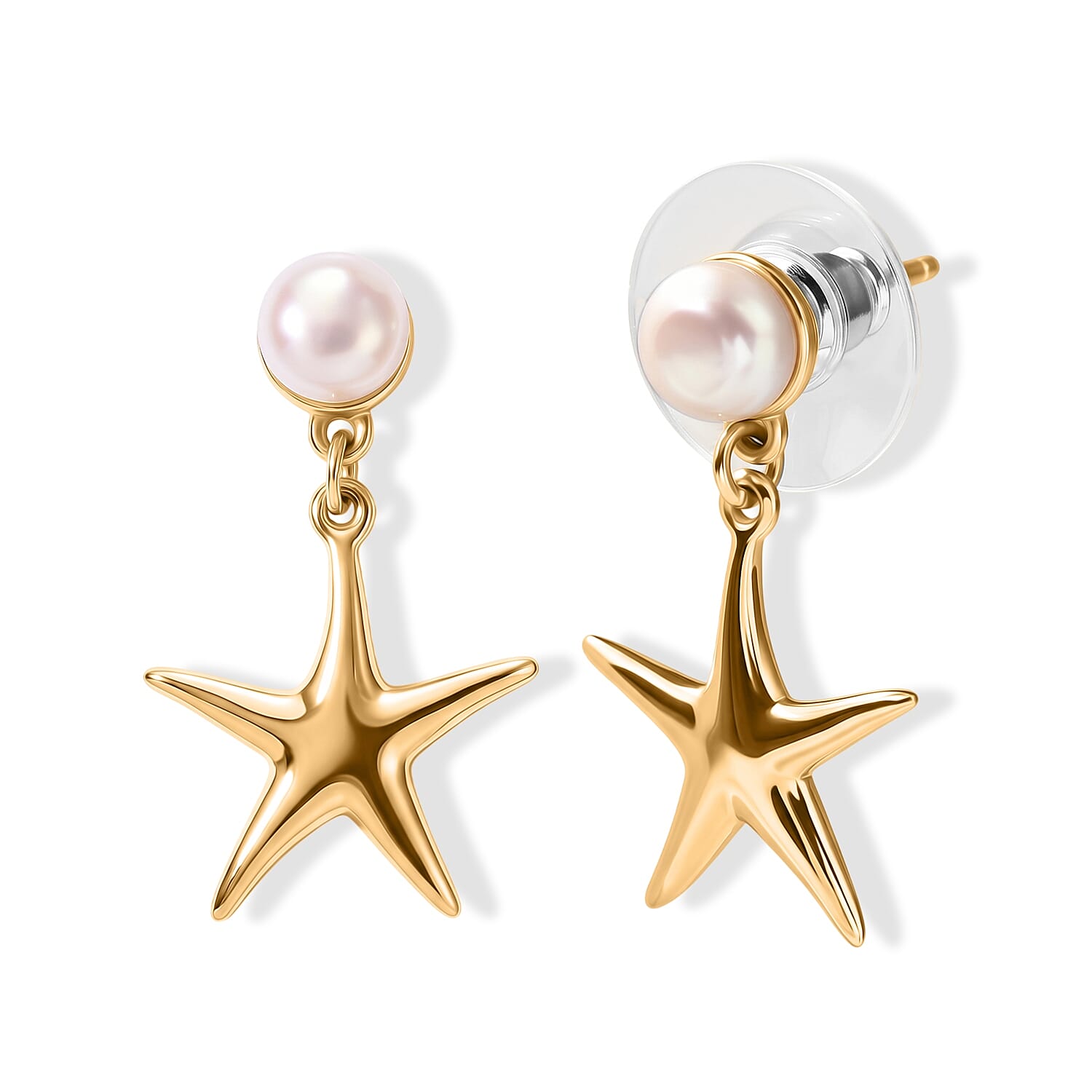 D'Joy Fresh Water Pearl Earrings in 18K Vermeil Yellow Gold Over Sterling Silver