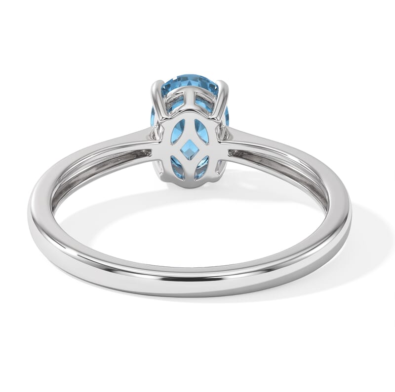 D'Joy London Blue Topaz 1.00 ctw Ocean Solitaire Ring in Rhodium Over Sterling Silver (Size 6.0)