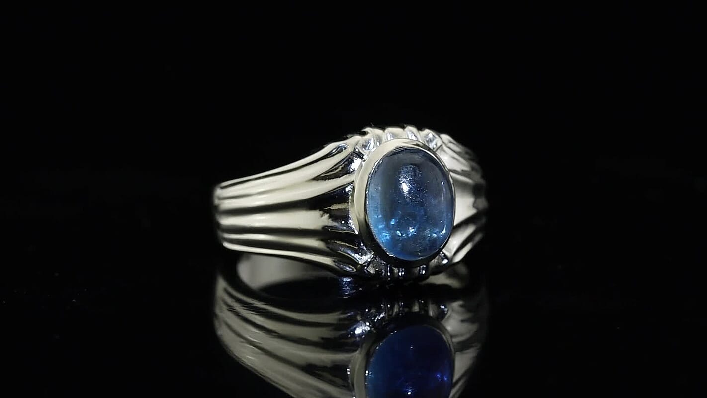 EverTrue Santa Maria Aquamarine Men''s Ring in Platinum Bond (Size 10.0) 2.60 ctw