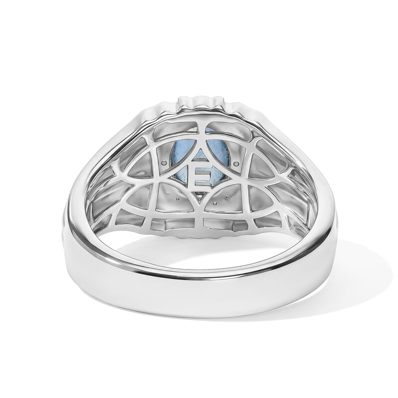 EverTrue Santa Maria Aquamarine 2.60 ctw Men's Ring in Platinum Bond (Size 10.0)