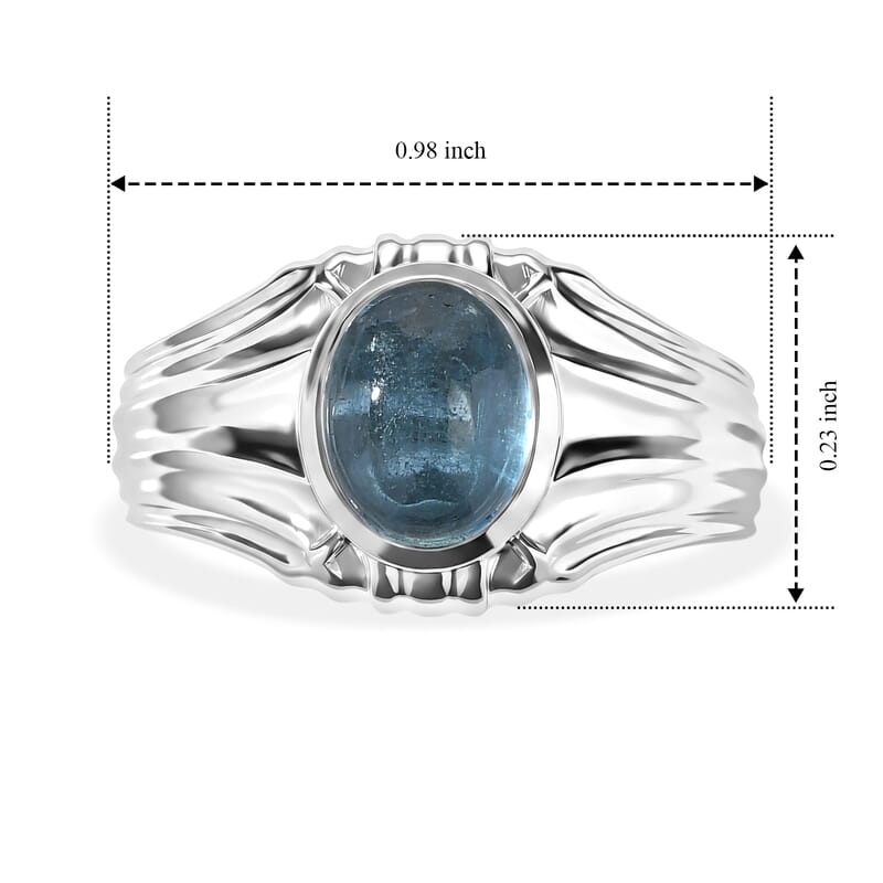 EverTrue Santa Maria Aquamarine 2.60 ctw Men's Ring in Platinum Bond (Size 10.0)