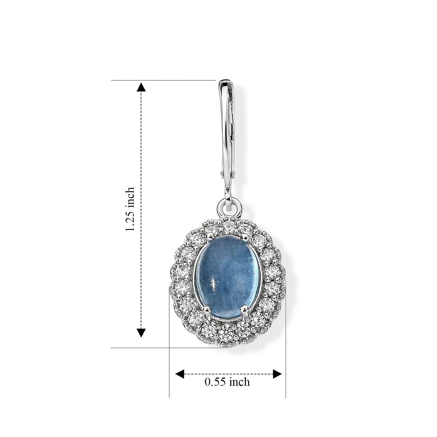 EverTrue Santa Maria Aquamarine and White Zircon 6.30 ctw Earrings in Platinum Bond