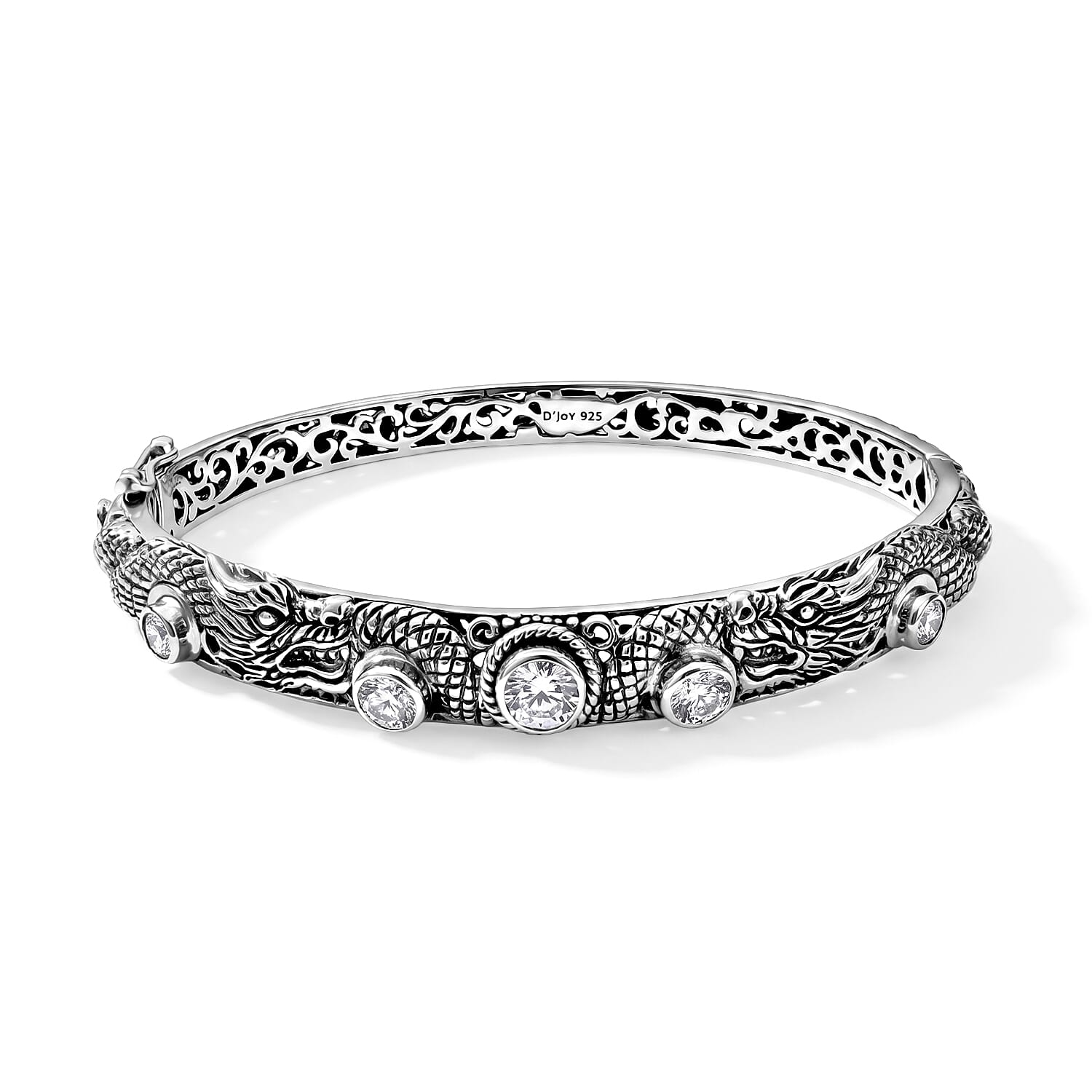 D'Joy Bali Legacy Moissanite 2.50 ctw Bangle Bracelet in Sterling Silver (7.25 In)