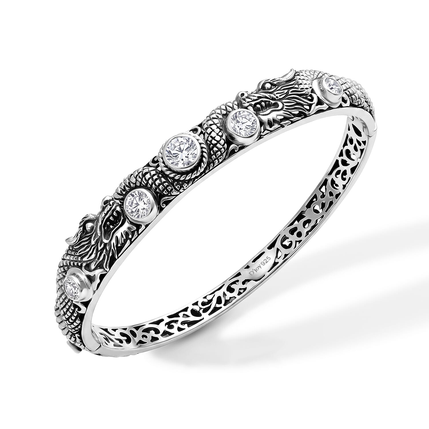 D'Joy Bali Legacy Moissanite 2.50 ctw Bangle Bracelet in Sterling Silver (7.25 In)