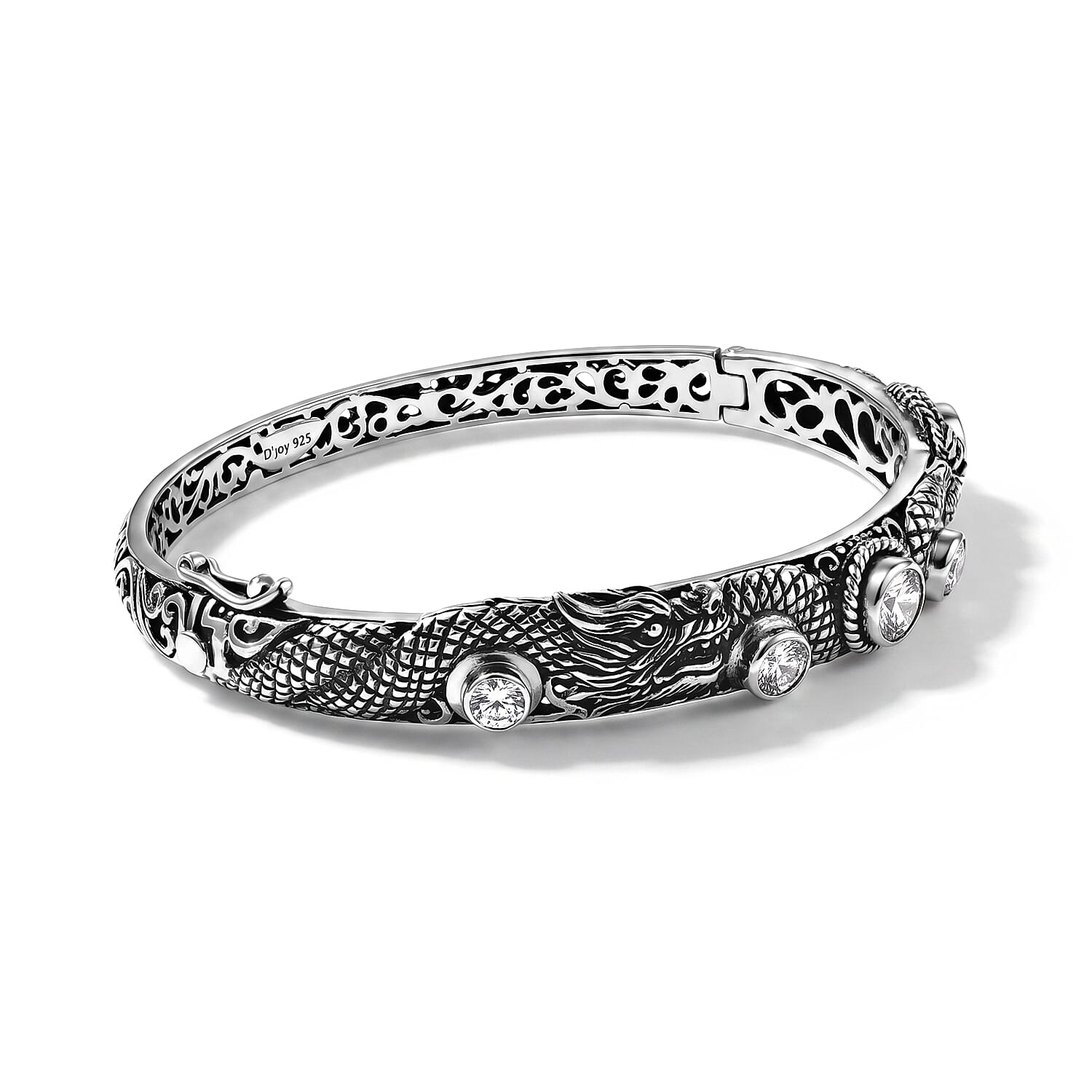 D'Joy Bali Legacy Moissanite 2.50 ctw Bangle Bracelet in Sterling Silver (7.25 In)