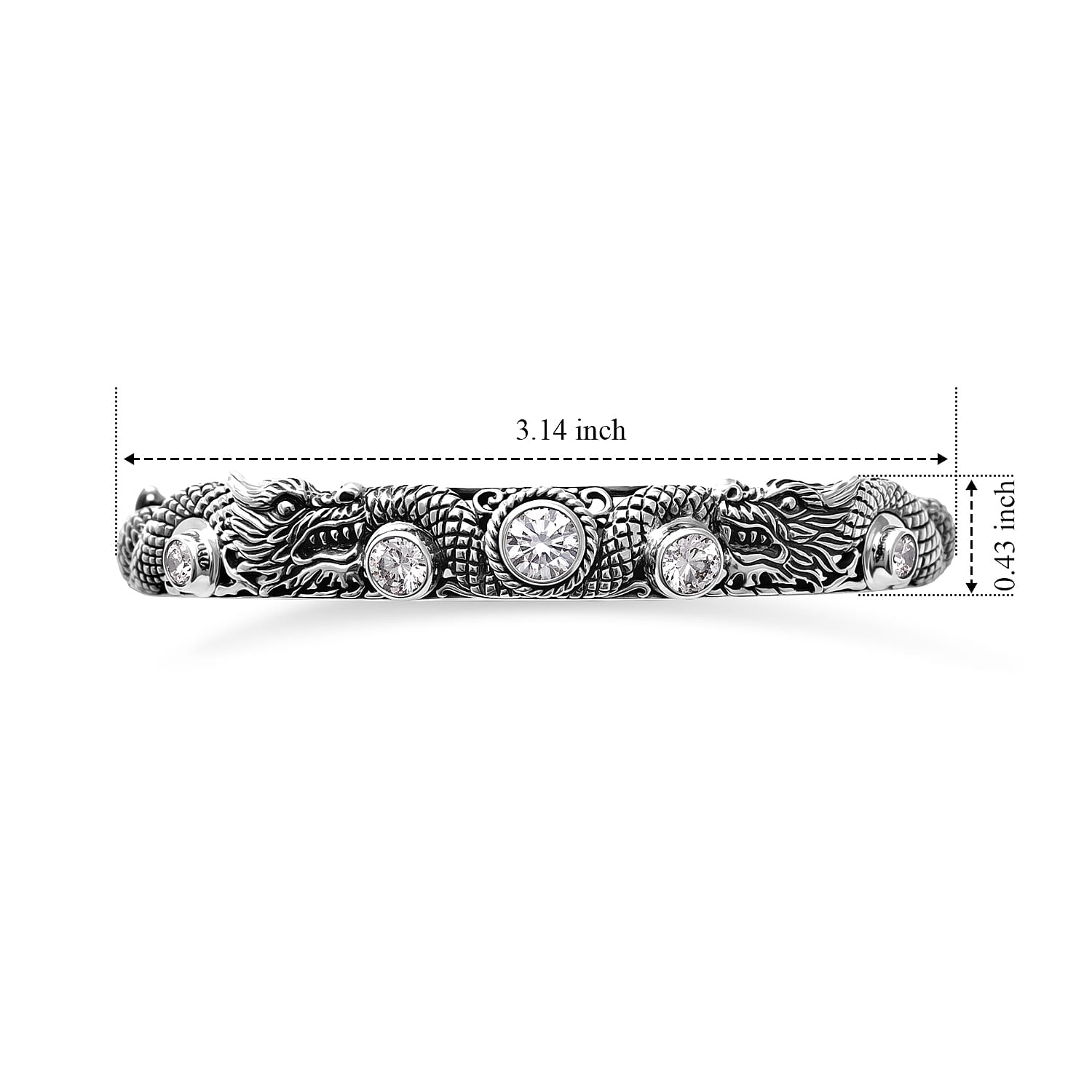 D'Joy Bali Legacy Moissanite 2.50 ctw Bangle Bracelet in Sterling Silver (7.25 In)