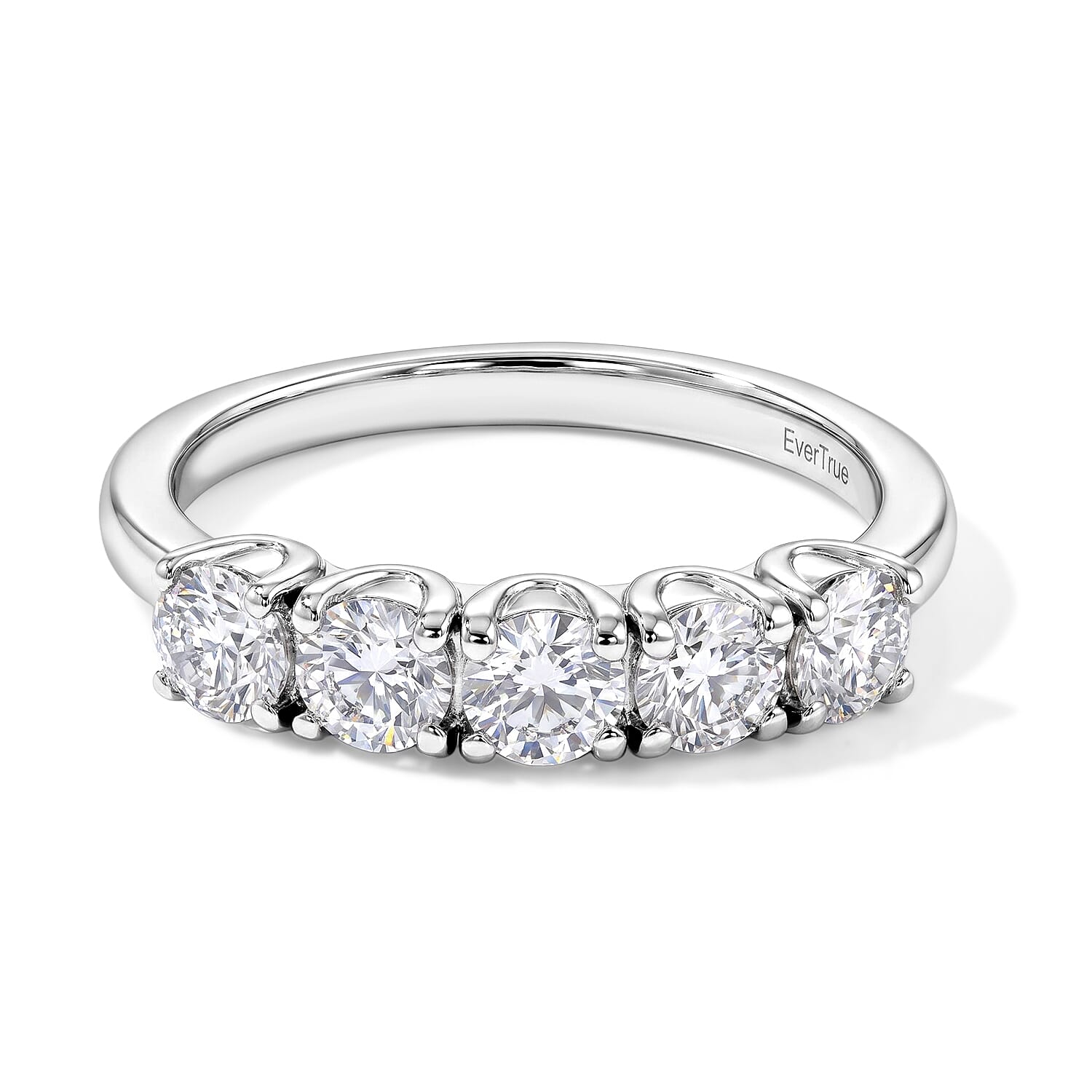 EverTrue Moissanite 1.20 ctw 5 Stone Ring in Stainless Steel (Size 5.0)
