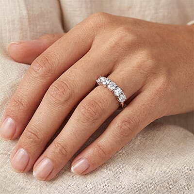 EverTrue Moissanite 1.20 ctw 5 Stone Ring in Stainless Steel (Size 5.0)