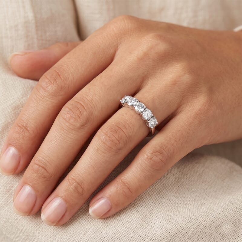 EverTrue Moissanite 1.20 ctw 5 Stone Ring in Stainless Steel (Size 5.0)