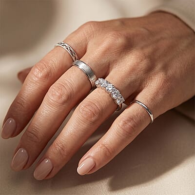 EverTrue Moissanite 1.20 ctw 5 Stone Ring in Stainless Steel (Size 5.0)