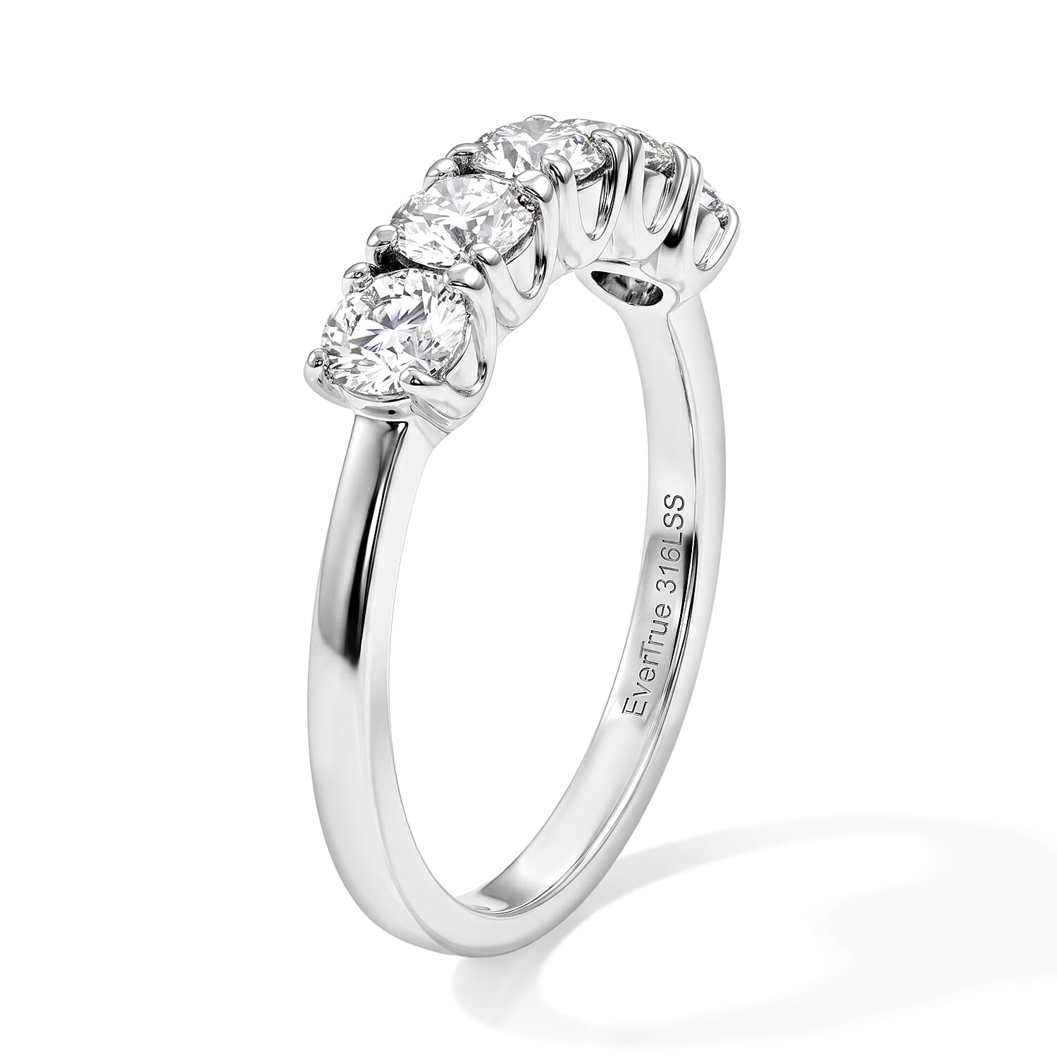 EverTrue Moissanite 1.20 ctw 5 Stone Ring in Stainless Steel (Size 5.0)