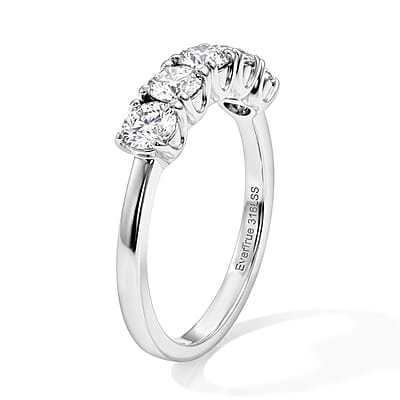 EverTrue Moissanite 1.20 ctw 5 Stone Ring in Stainless Steel (Size 5.0)
