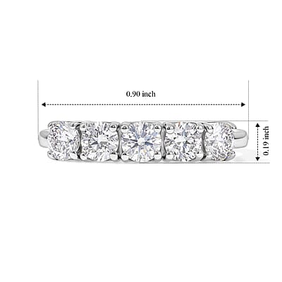 EverTrue Moissanite 1.20 ctw 5 Stone Ring in Stainless Steel (Size 5.0)